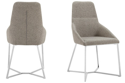 Light Grey & Geo Stainless Steel Dining Chairs - Set of 2