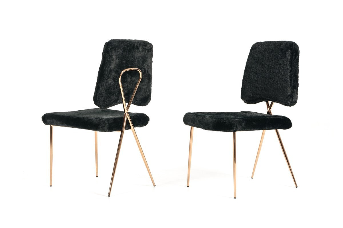 Gold Black Fabric Solid Back Dining Chairs - Set of 2