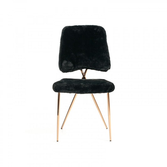 Gold Black Fabric Solid Back Dining Chairs - Set of 2