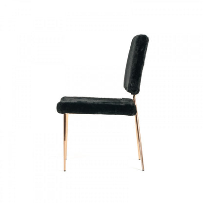 Gold Black Fabric Solid Back Dining Chairs - Set of 2