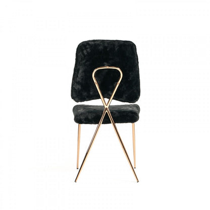 Gold Black Fabric Solid Back Dining Chairs - Set of 2