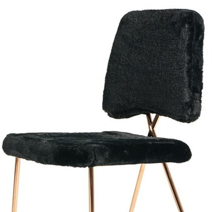 Gold Black Fabric Solid Back Dining Chairs - Set of 2