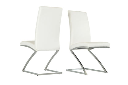 White & Silver Faux Leather Dining Chair - Set of 2