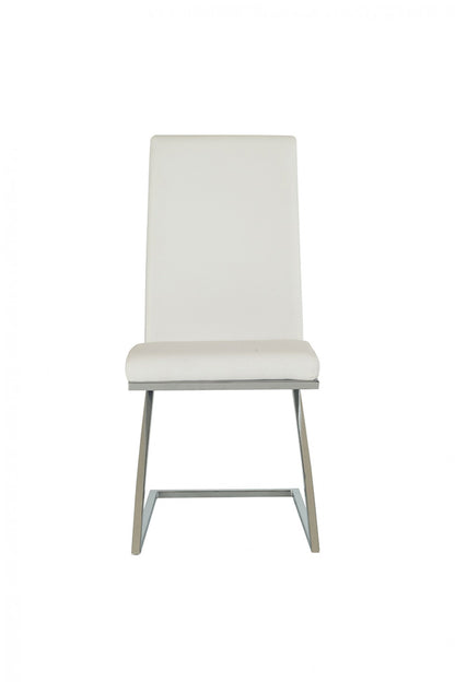 White & Silver Faux Leather Dining Chair - Set of 2