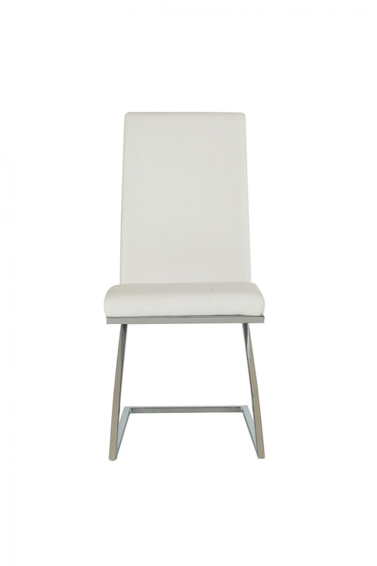 White & Silver Faux Leather Dining Chair - Set of 2