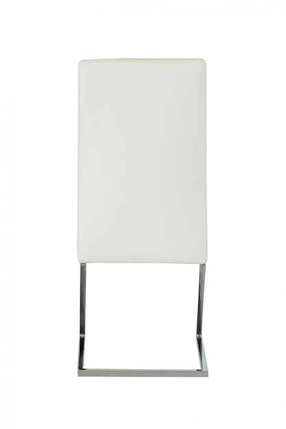 White & Silver Faux Leather Dining Chair - Set of 2