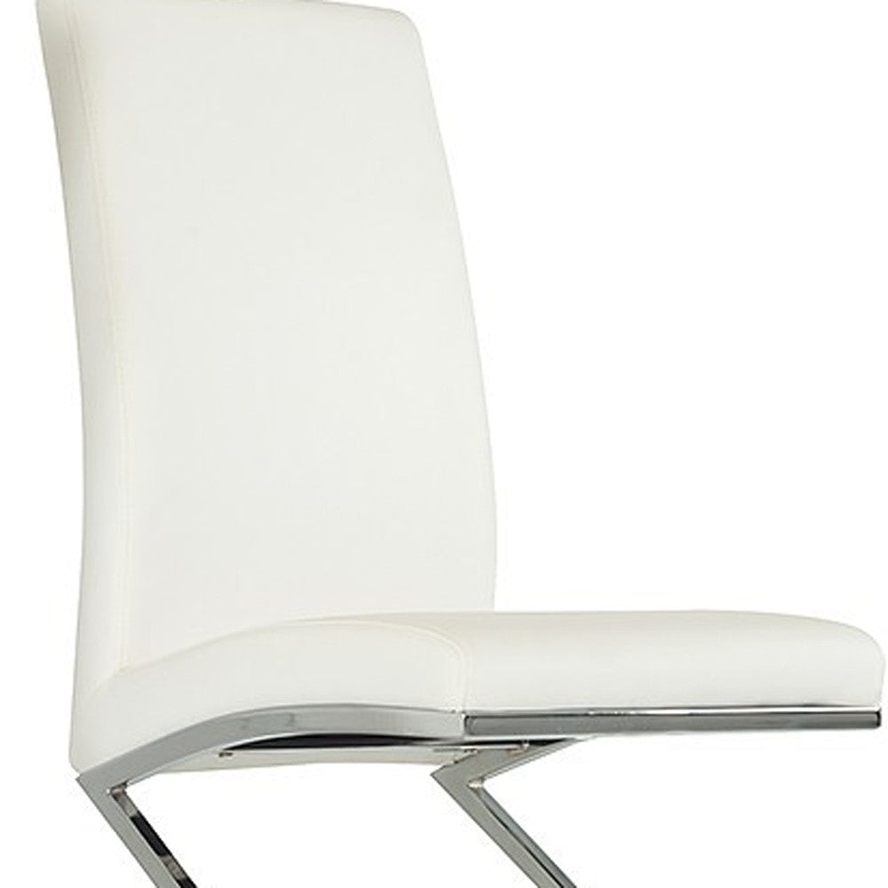 White & Silver Faux Leather Dining Chair - Set of 2