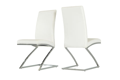 White & Silver Faux Leather Dining Chair - Set of 2