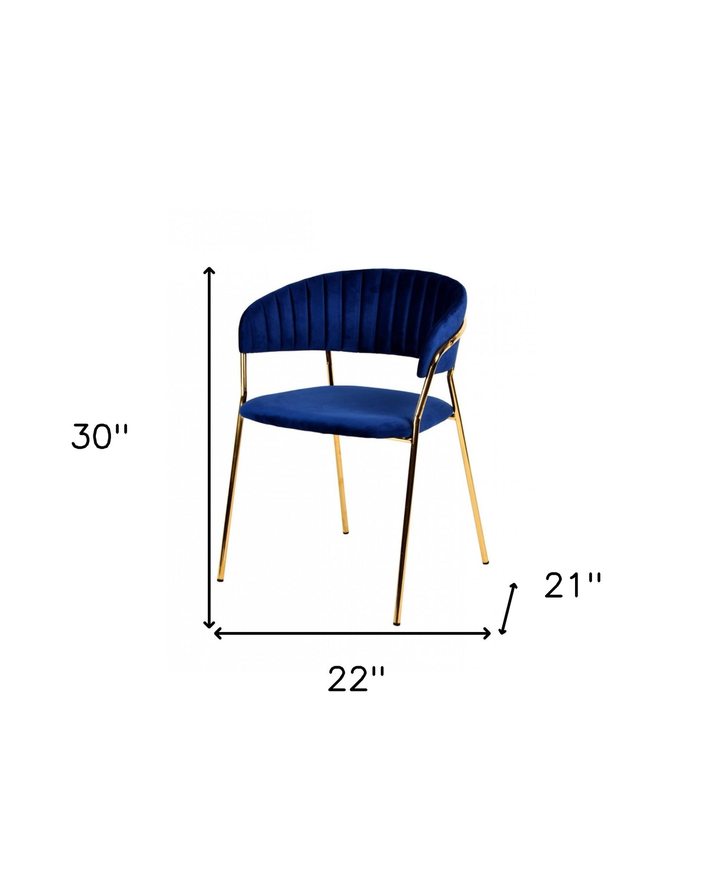 Curved Chic Blue & Gold Velour Dining Chairs - Set of 2