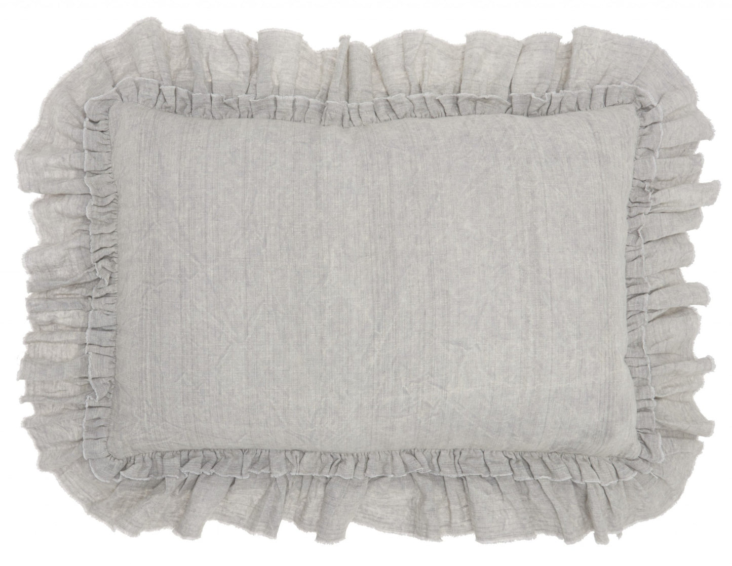 Gray Pillow w/ Ruffled Edges