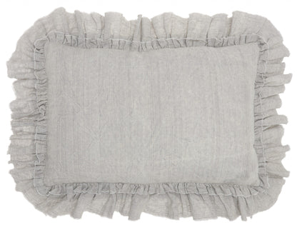 Gray Pillow w/ Ruffled Edges