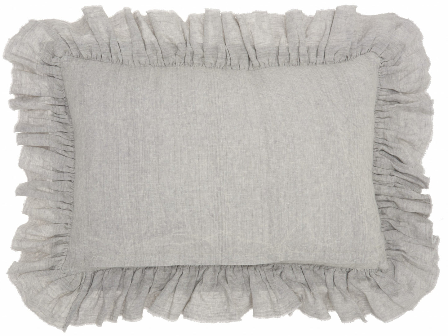 Gray Pillow w/ Ruffled Edges