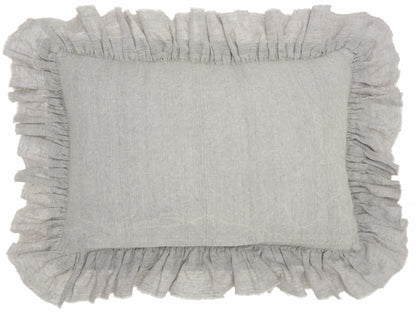 Gray Pillow w/ Ruffled Edges