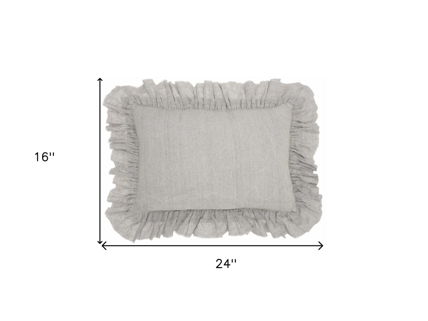 Gray Pillow w/ Ruffled Edges