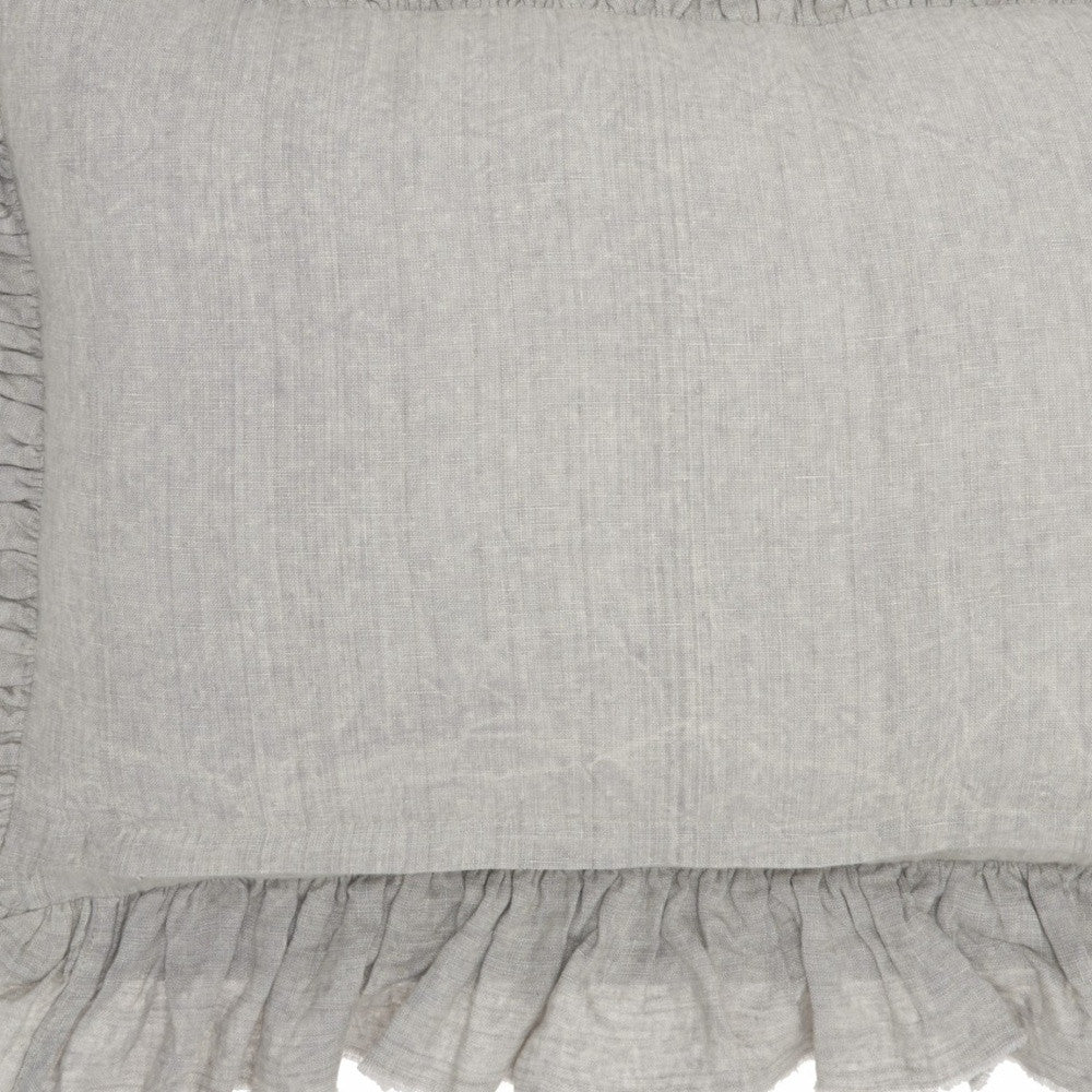 Gray Pillow w/ Ruffled Edges