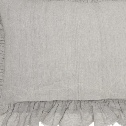 Gray Pillow w/ Ruffled Edges