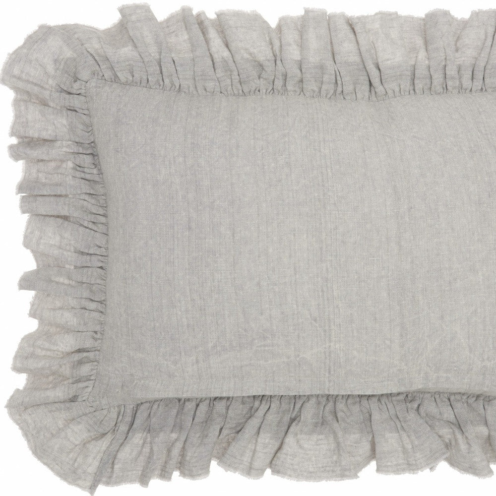 Gray Pillow w/ Ruffled Edges