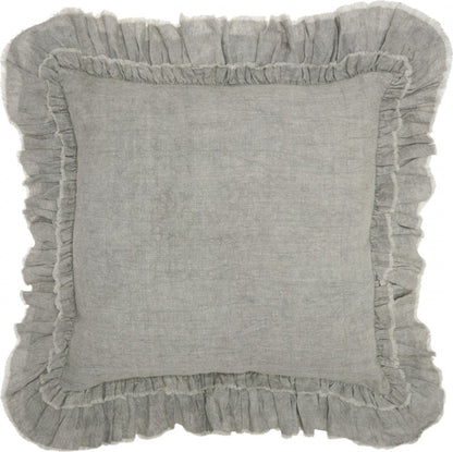 Light Gray Pillow w/ Ruffled Edges