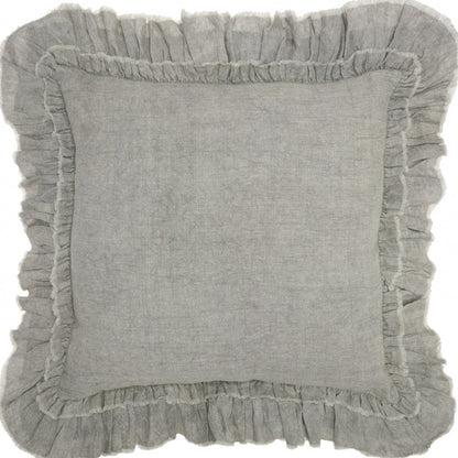 Light Gray Pillow w/ Ruffled Edges