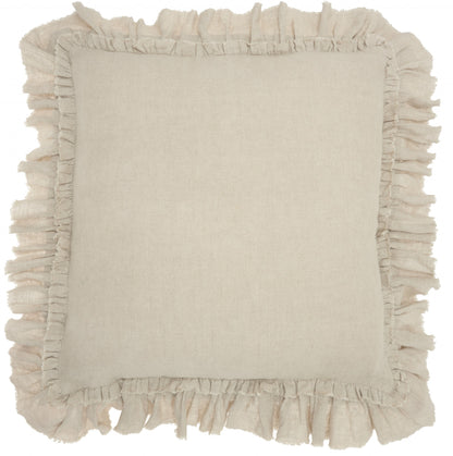 Beige Pillow w/ Ruffled Edges