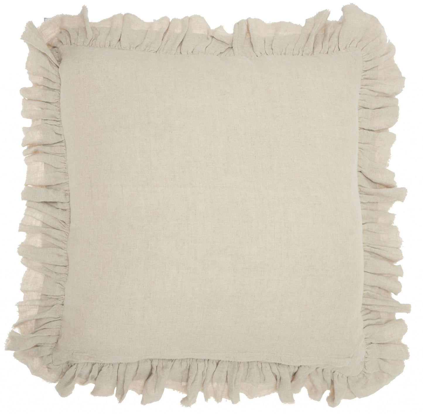 Beige Pillow w/ Ruffled Edges