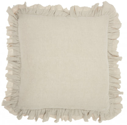 Beige Pillow w/ Ruffled Edges
