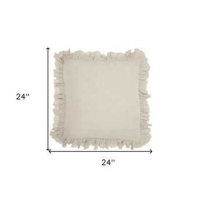 Beige Pillow w/ Ruffled Edges