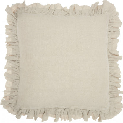 Beige Pillow w/ Ruffled Edges