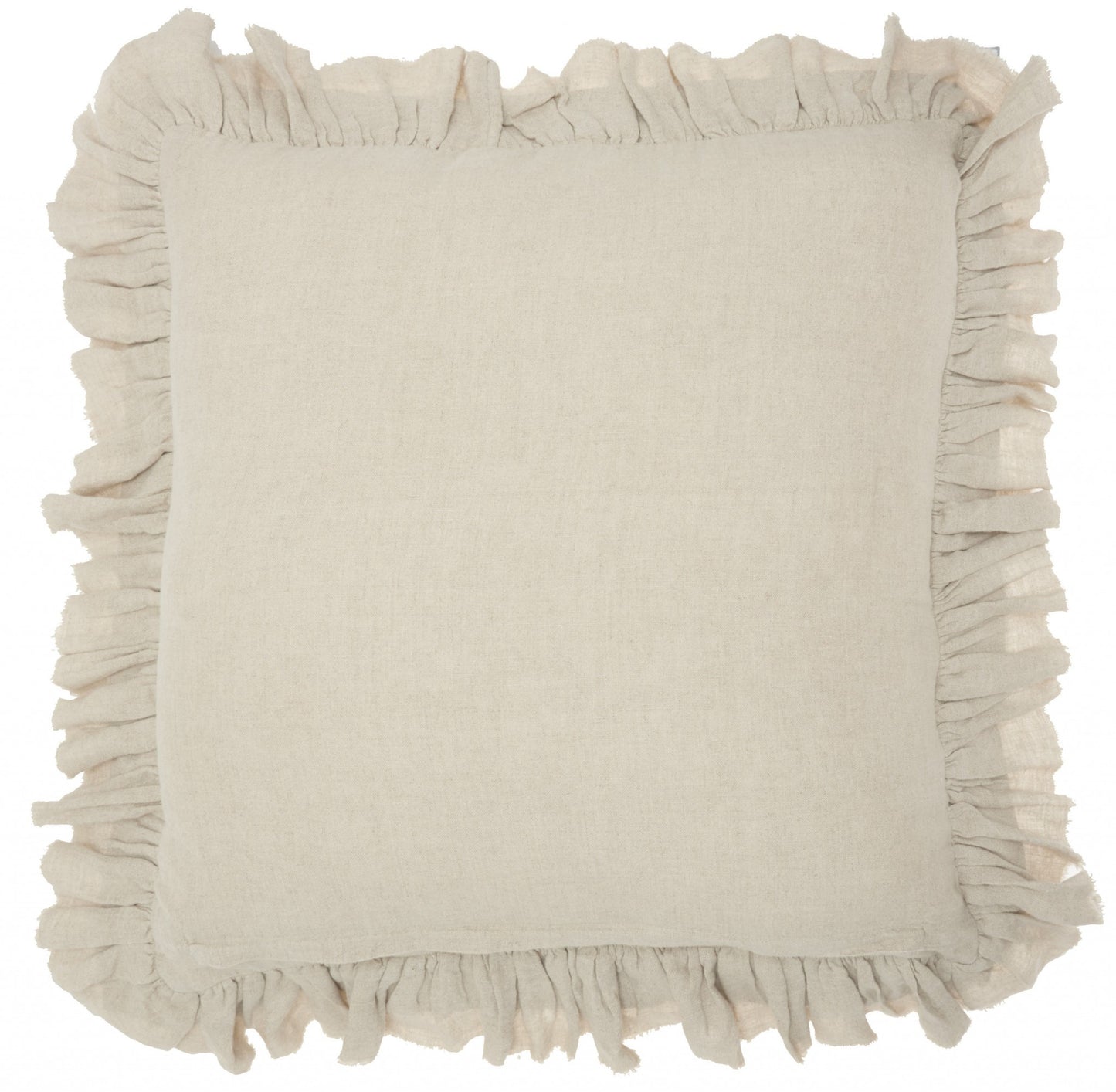 Beige Pillow w/ Ruffled Edges