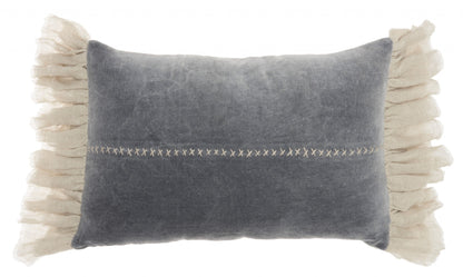Steel Blue Pillow w/ Tassels Edges