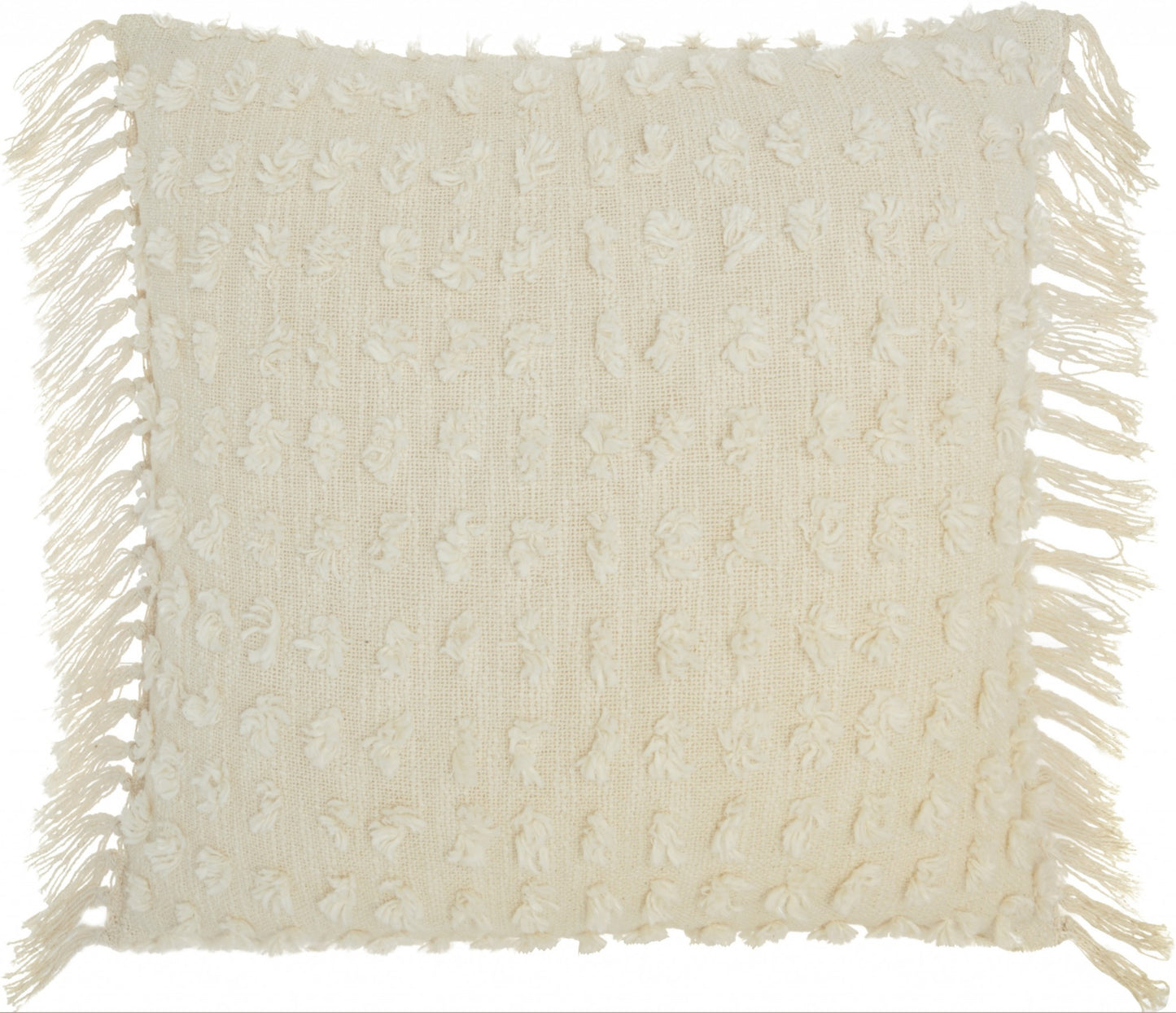 Tassel Detailed White Pillow