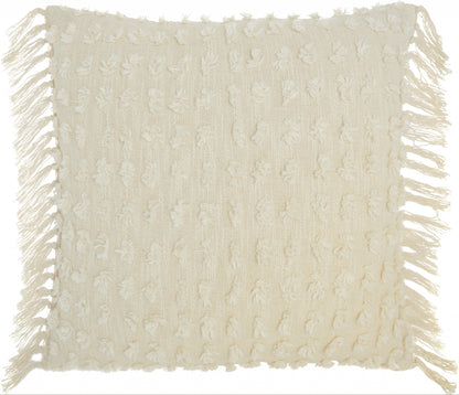 Tassel Detailed White Pillow