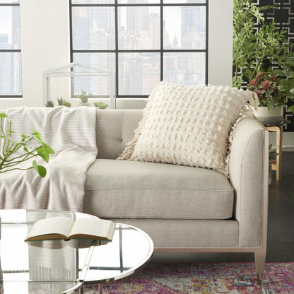 Tassel Detailed White Pillow