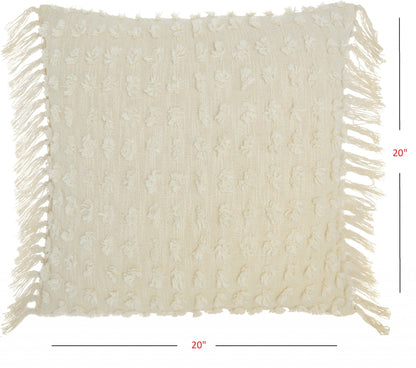 Tassel Detailed White Pillow