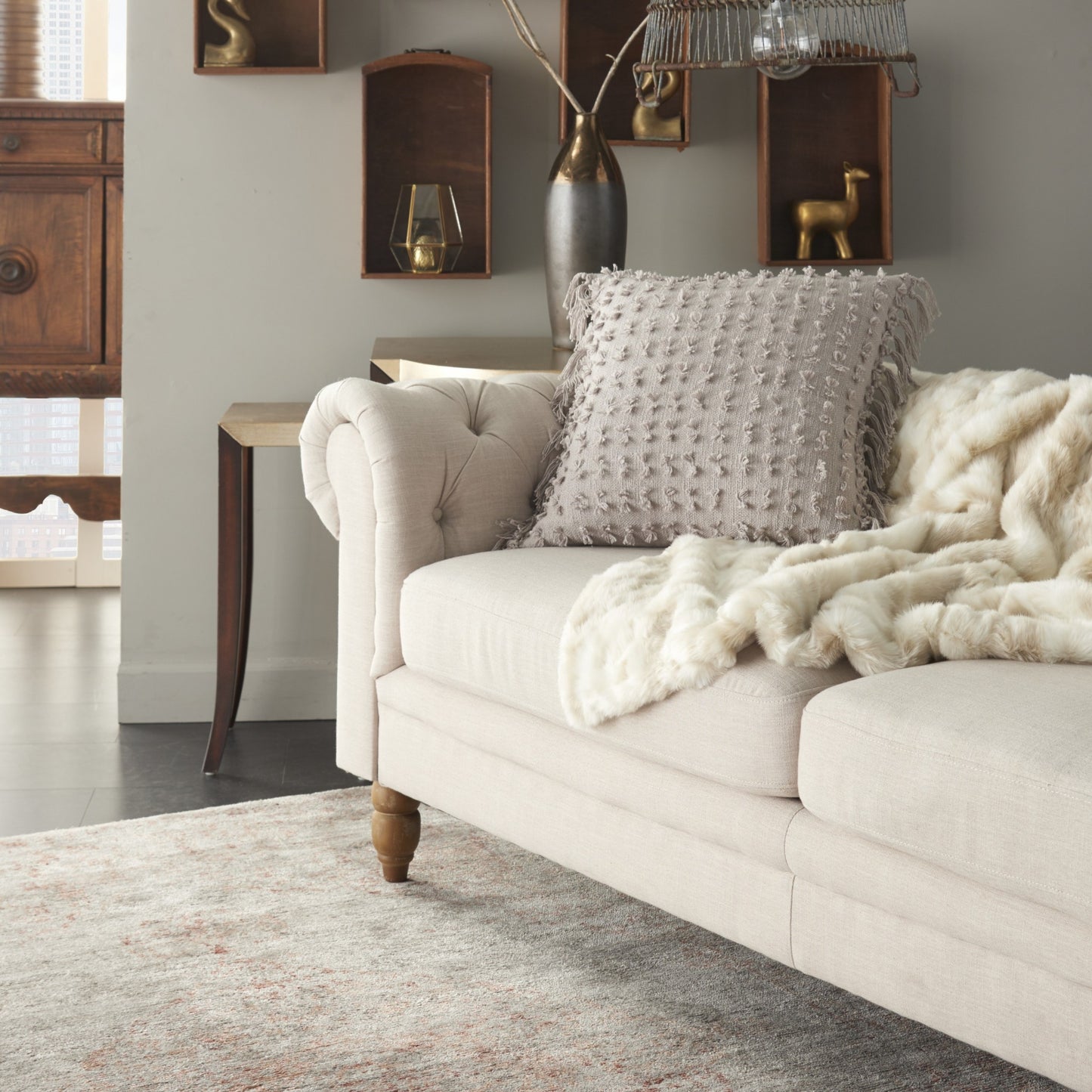 Tassel Detailed Gray Pillow