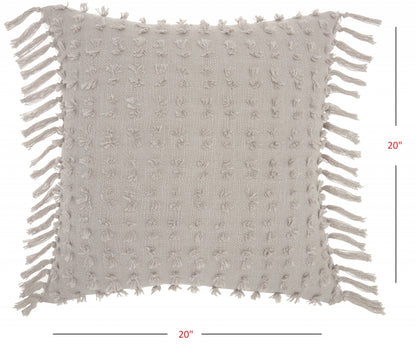 Tassel Detailed Gray Pillow