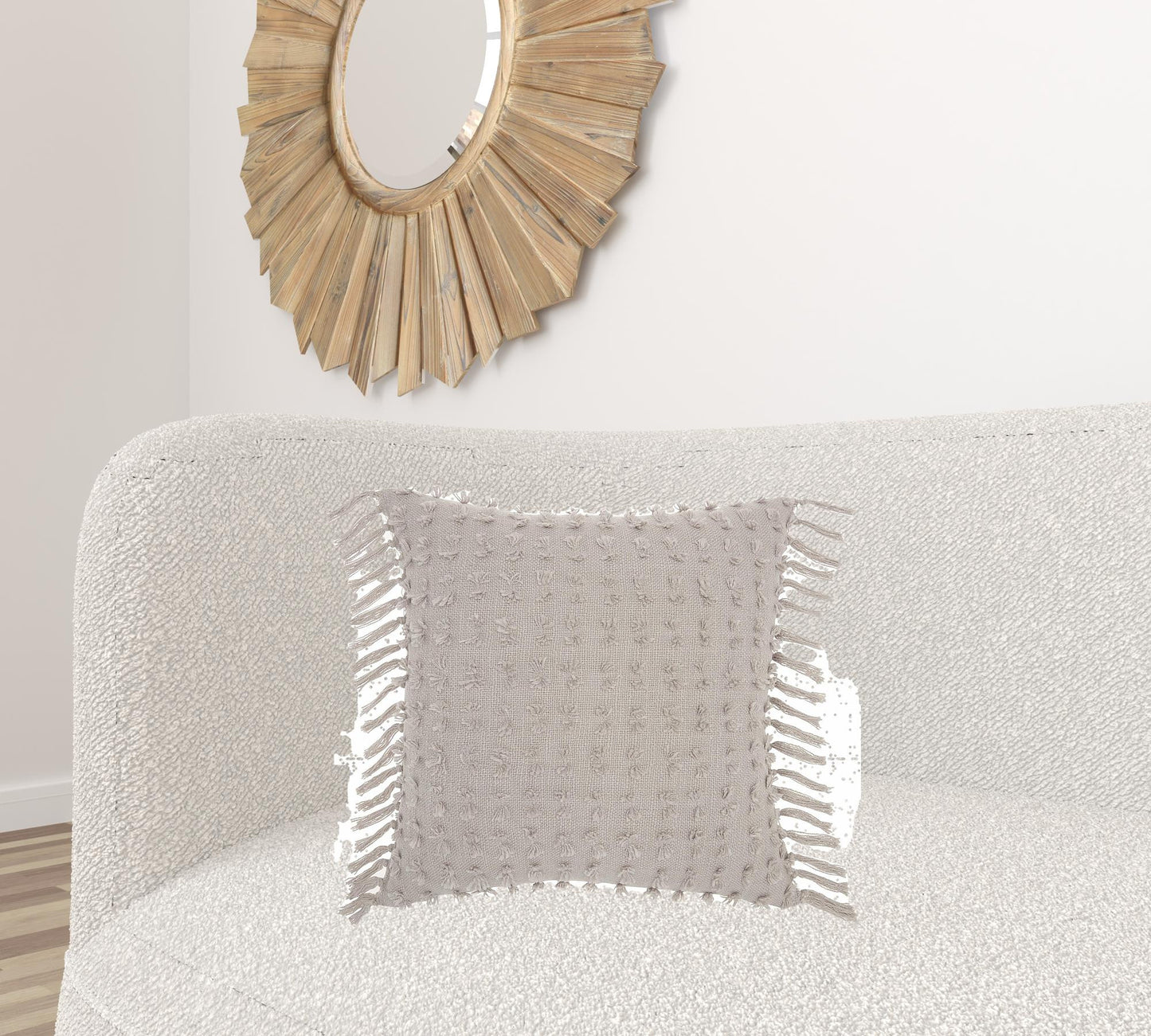 Tassel Detailed Gray Pillow
