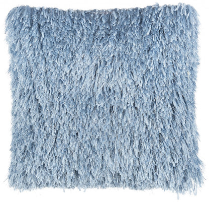 Square Ocean Blue Shag Pillow