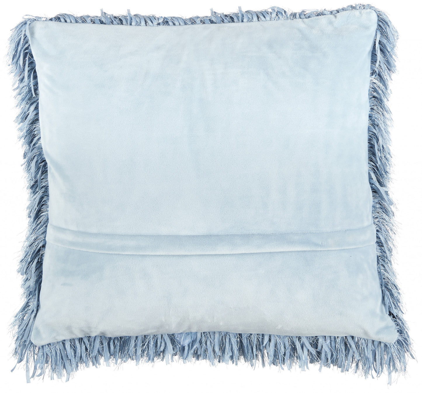 Square Ocean Blue Shag Pillow