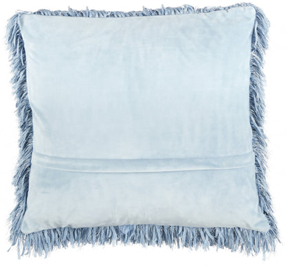 Square Ocean Blue Shag Pillow