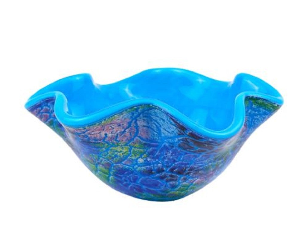 Modern Blue And Green Glass Centerpiece Bowl