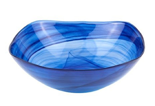 Modern Soft Square Blue Swirl Glass Bowl