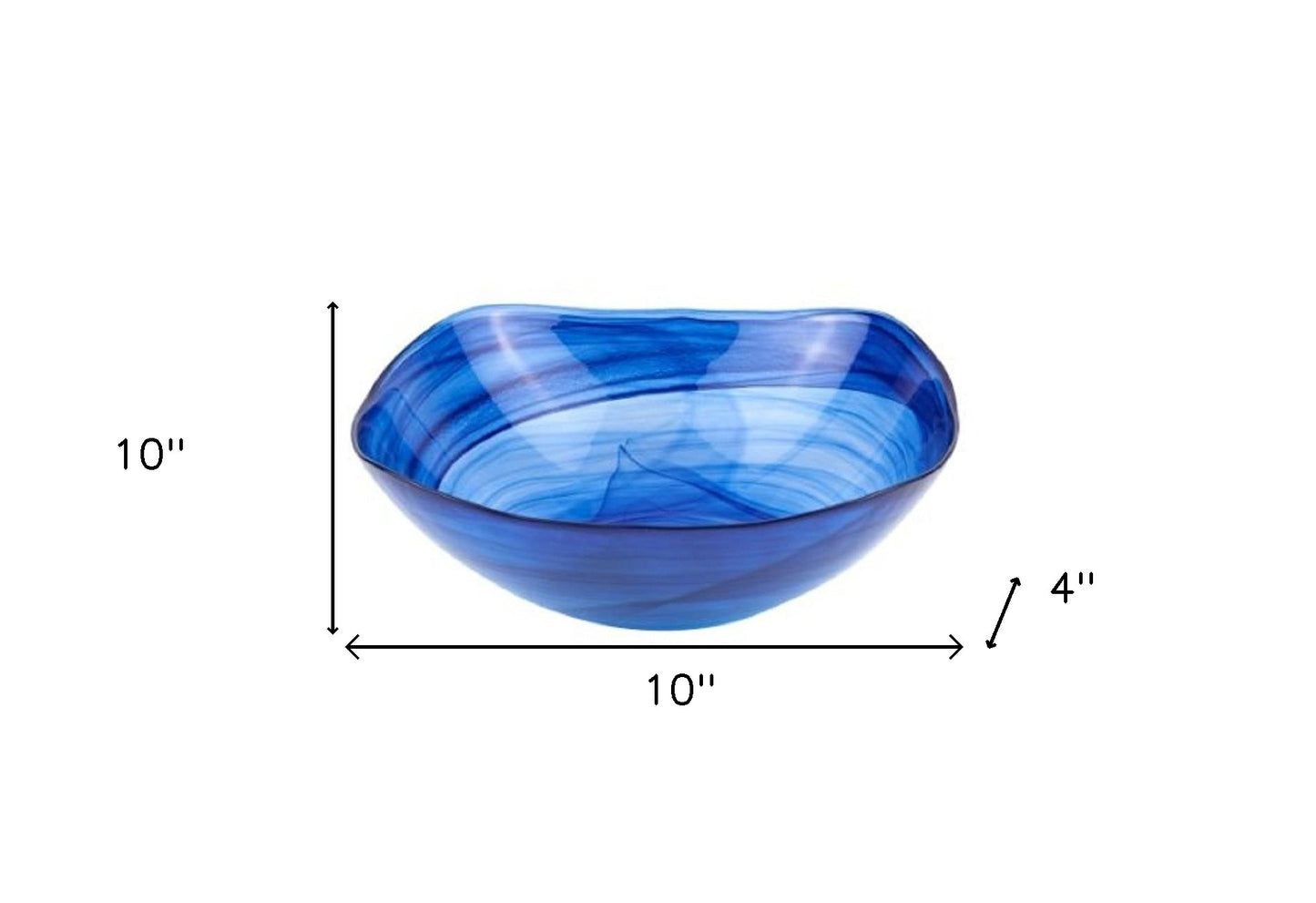 Modern Soft Square Blue Swirl Glass Bowl