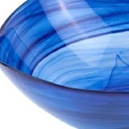 Modern Soft Square Blue Swirl Glass Bowl