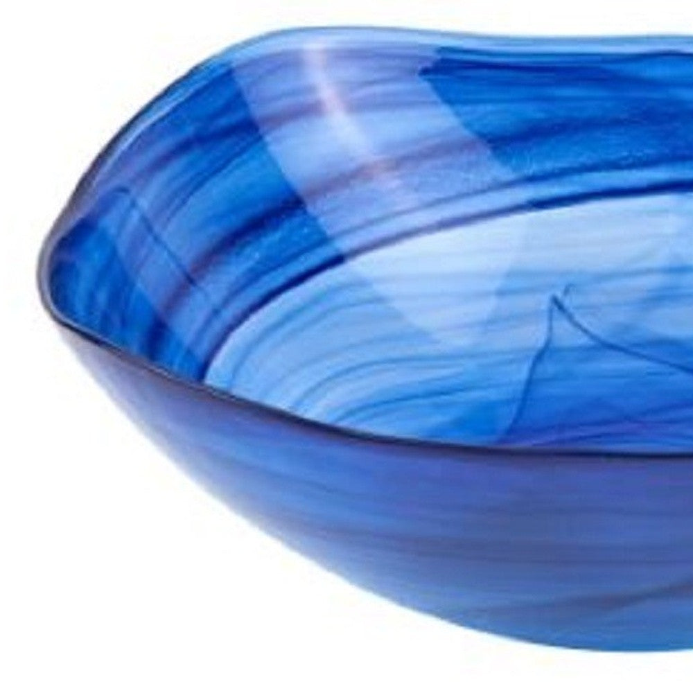Modern Soft Square Blue Swirl Glass Bowl