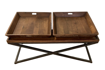 Brown & Black Solid Wood Coffee Table