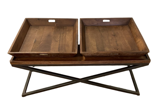 Brown & Black Solid Wood Coffee Table