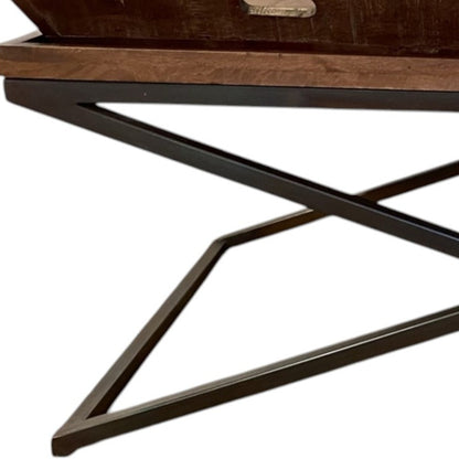 Brown & Black Solid Wood Cross Legs Coffee Table image 7