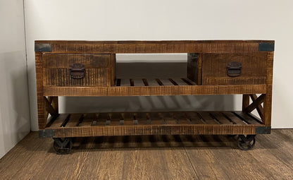 Brown & Black Solid Wood Console Table