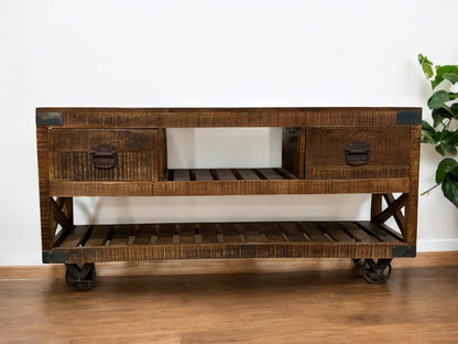 Brown & Black Solid Wood Console Table